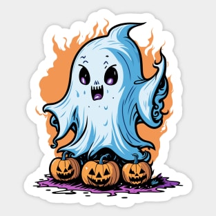 Ghostly Pumpkin Blaze - Fiery Halloween Sticker